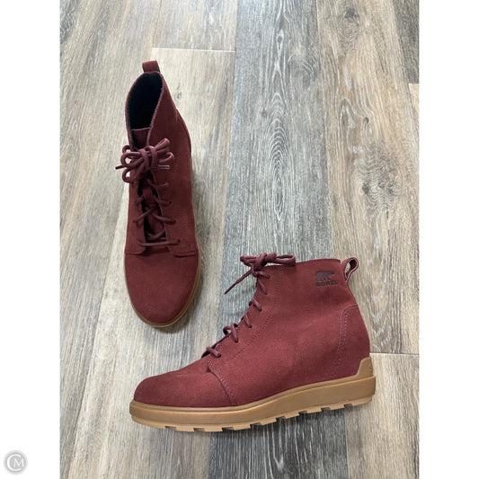Boots Ankle Heels By Sorel In Maroon, Size: 9