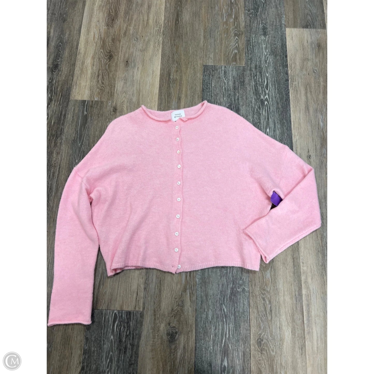 Sweater Cardigan By Things Between In Pink, Size: S