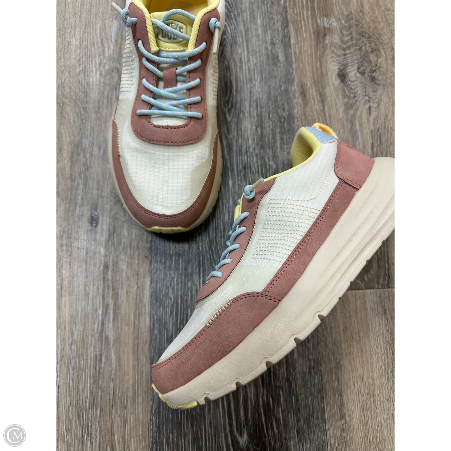 Shoes Sneakers By Hey Dude In Pink & Yellow, Size: 7