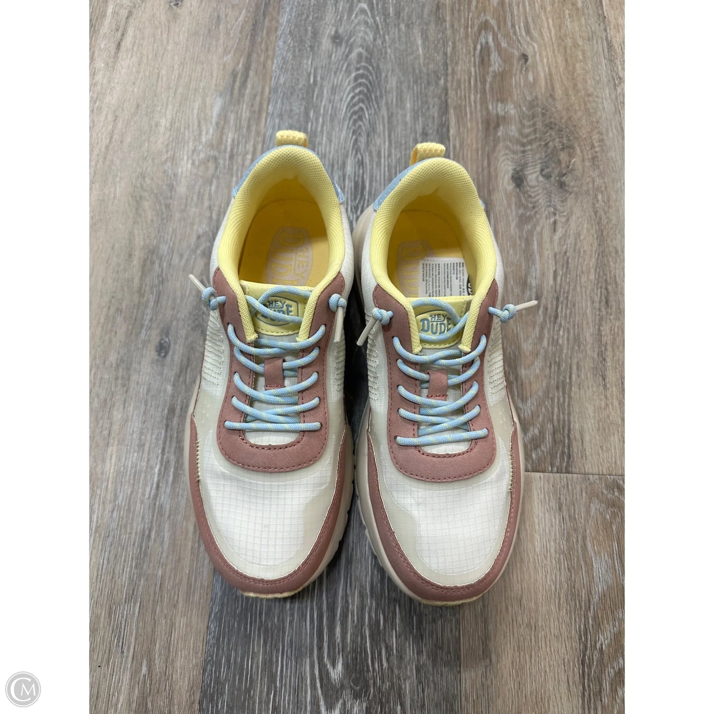 Shoes Sneakers By Hey Dude In Pink & Yellow, Size: 7