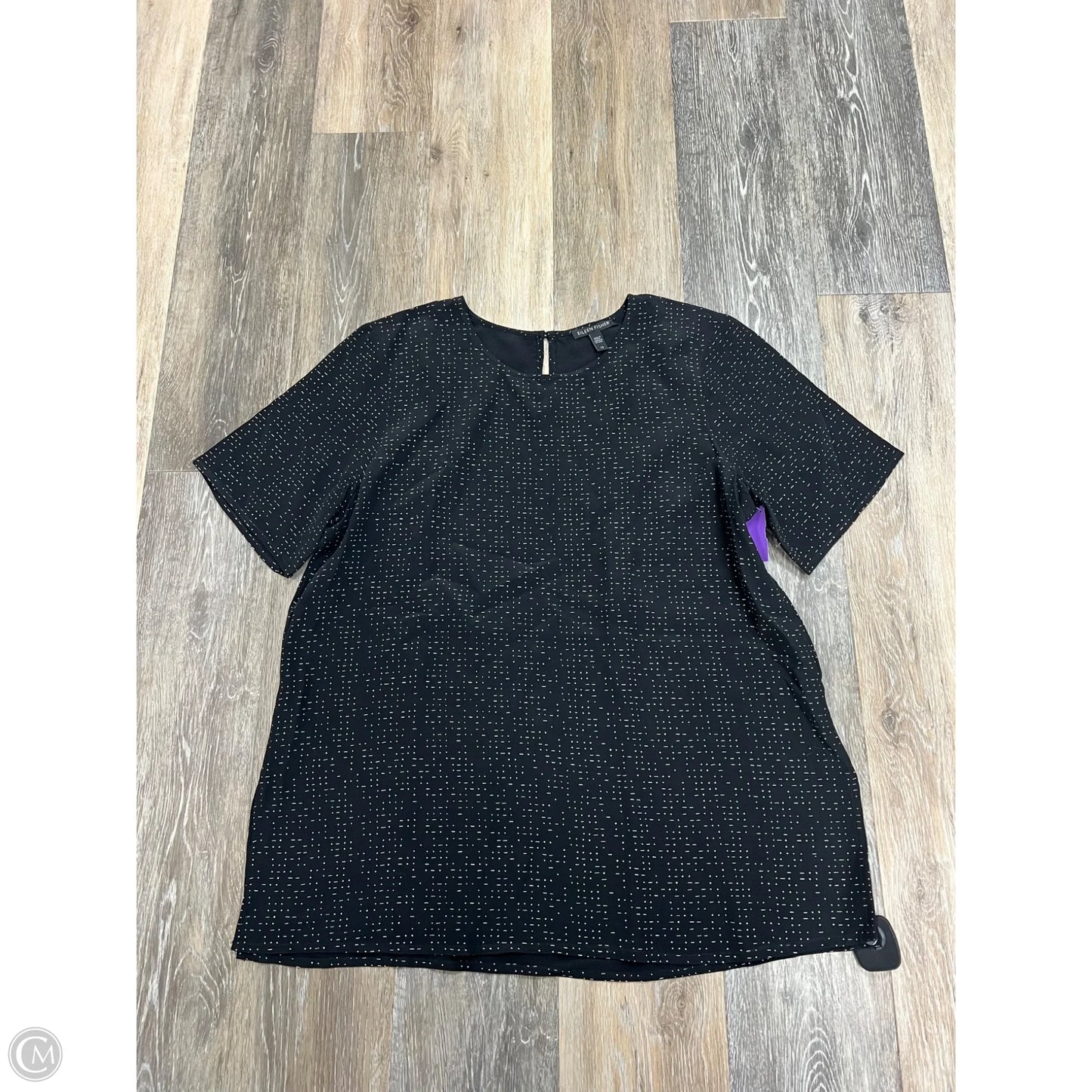 Blouse Short Sleeve By Eileen Fisher In Black, Size: 12