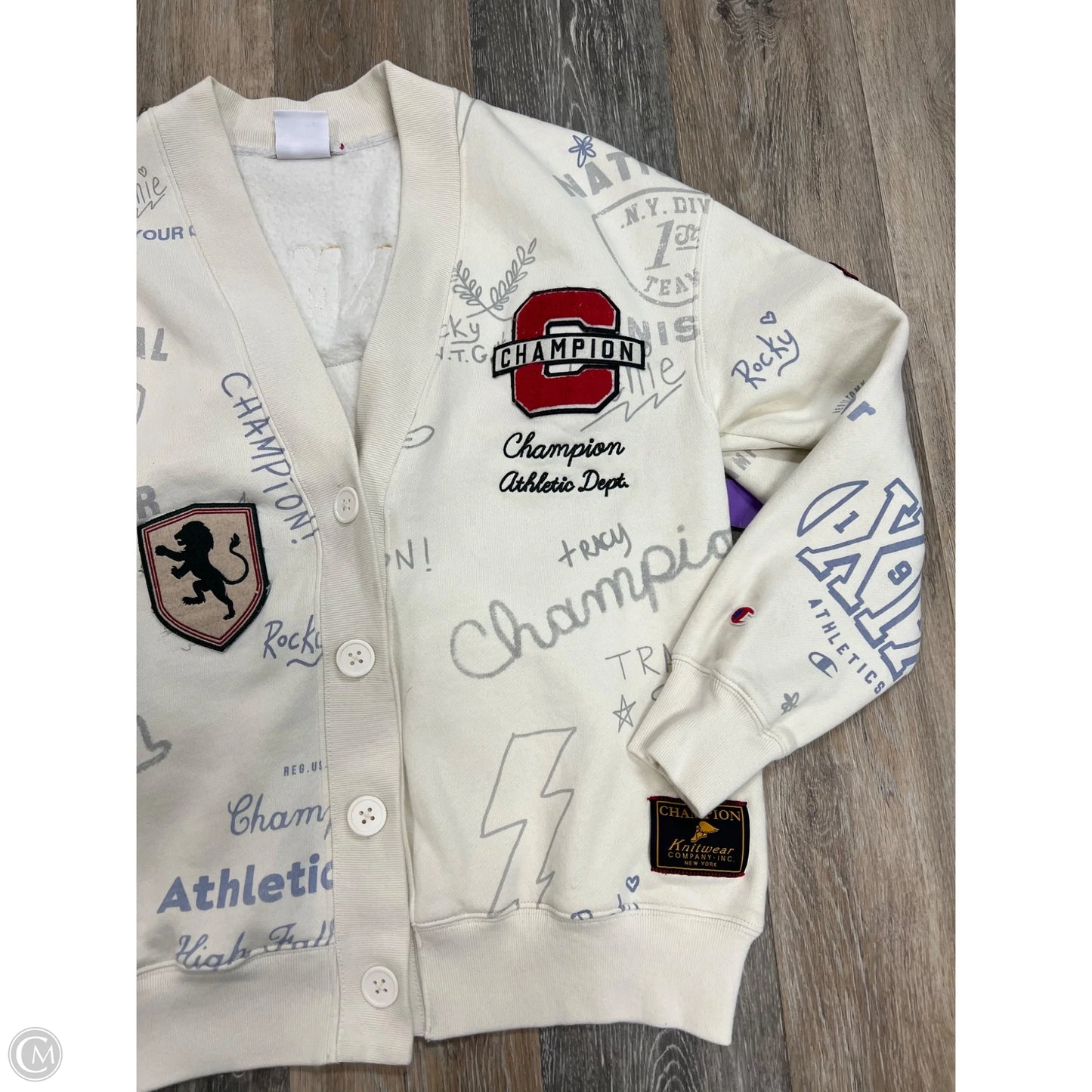 Sweater Cardigan By Champion In Cream, Size: M