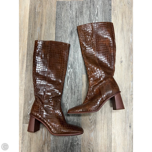 Boots Knee Heels By Alohas In Brown, Size: 9