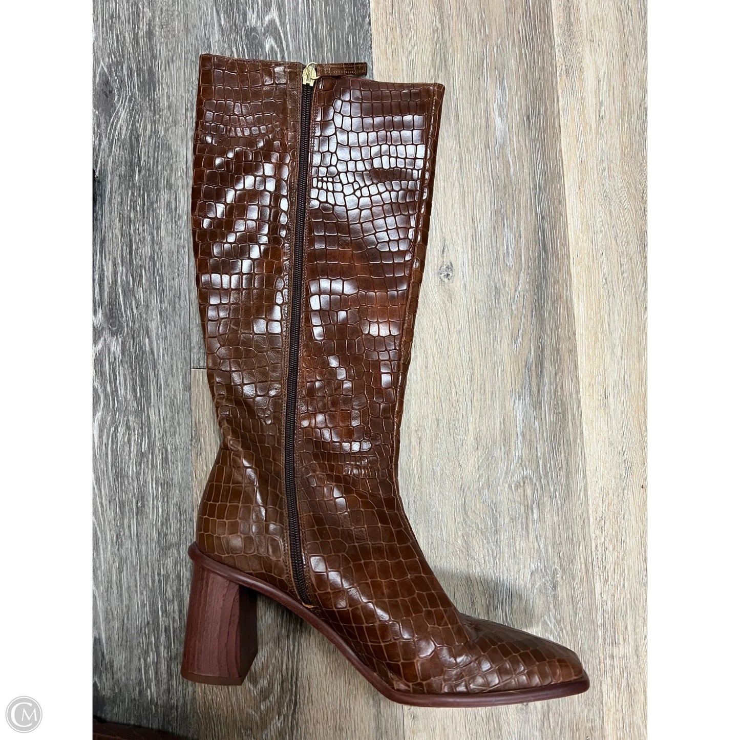 Boots Knee Heels By Alohas In Brown, Size: 9