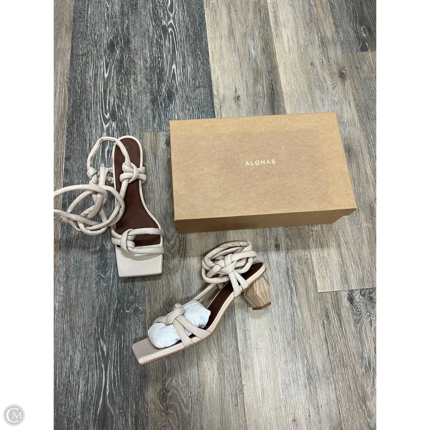 Sandals Heels Block By Alohas In Ivory, Size: 8