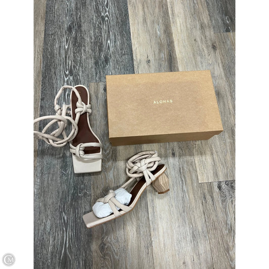 Sandals Heels Block By Alohas In Ivory, Size: 8