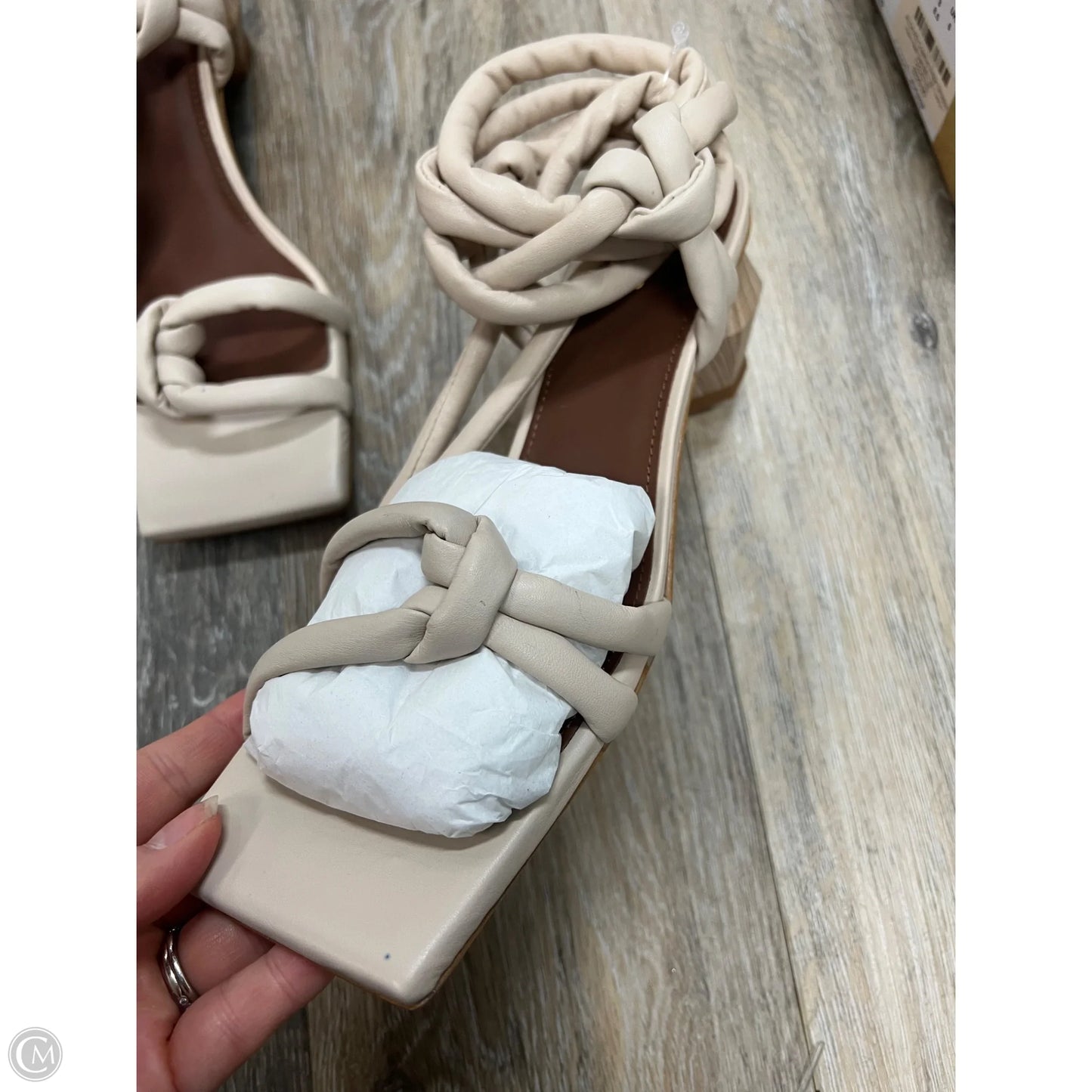 Sandals Heels Block By Alohas In Ivory, Size: 8