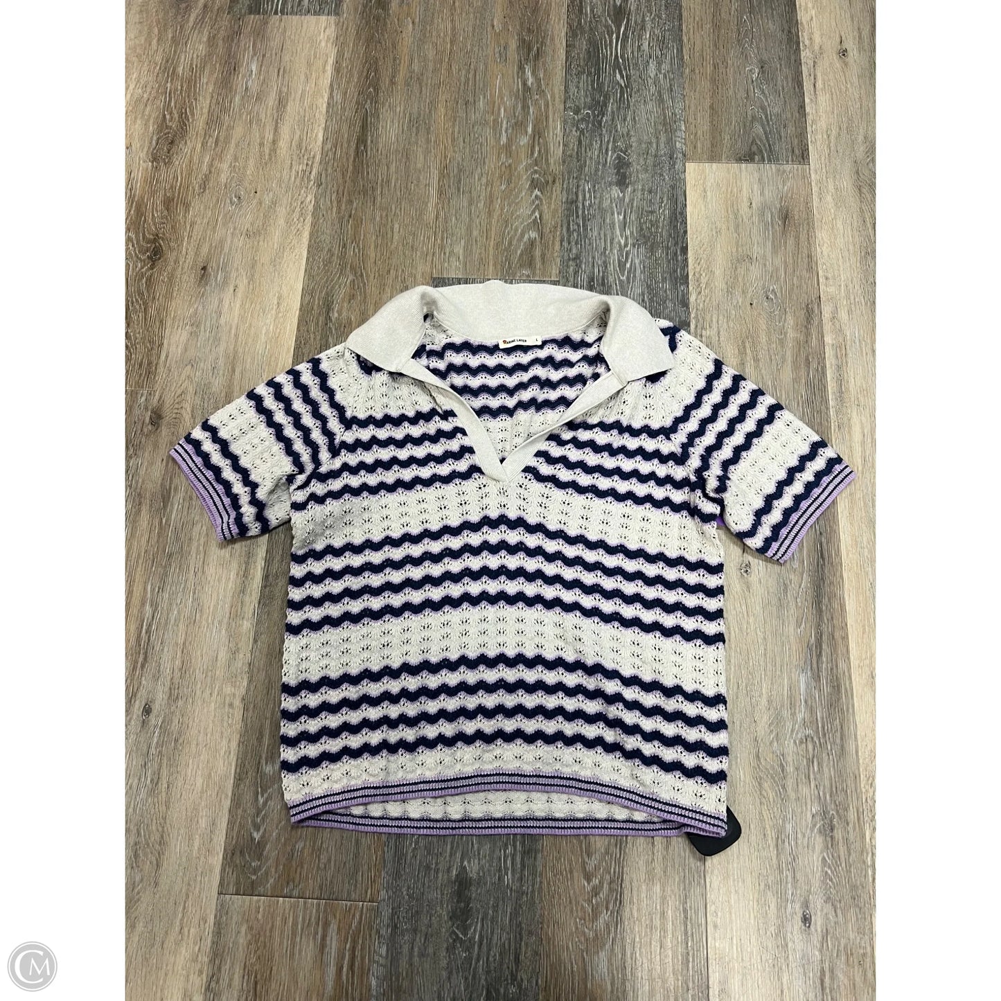 Sweater Short Sleeve By Marine Layer In Striped Pattern, Size: L