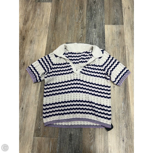 Sweater Short Sleeve By Marine Layer In Striped Pattern, Size: L