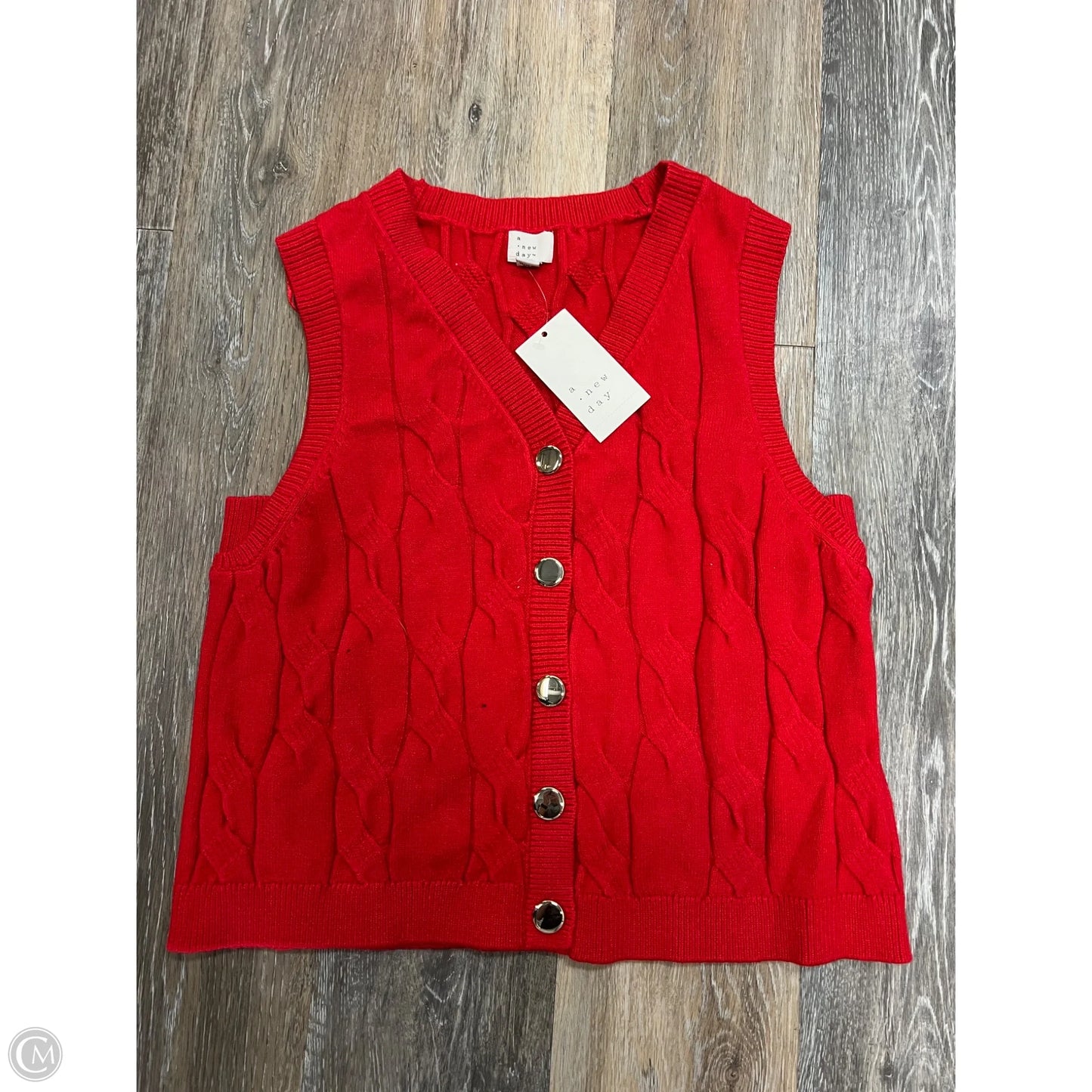 Vest Sweater By A New Day In Red, Size: L
