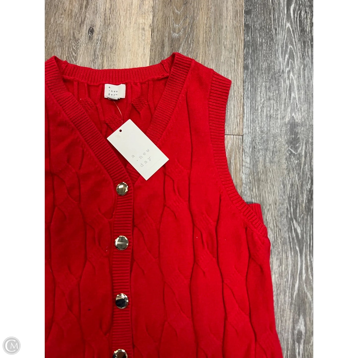 Vest Sweater By A New Day In Red, Size: L