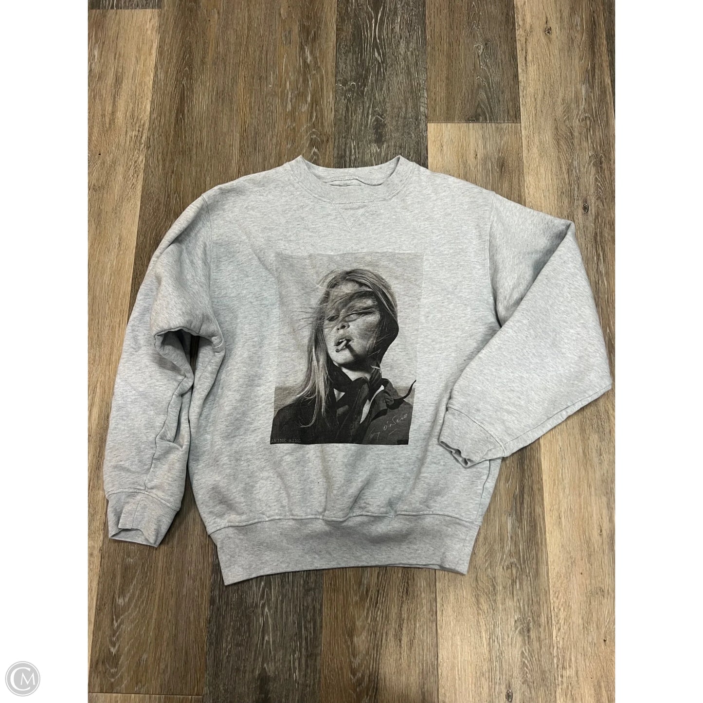 Sweatshirt Crewneck Designer By Anine Bing In Grey, Size: Xs