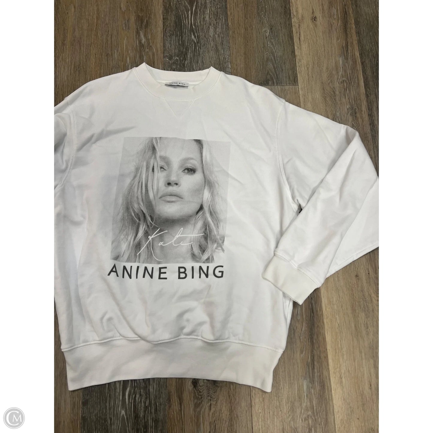 Sweatshirt Crewneck Designer By Anine Bing In White, Size: S