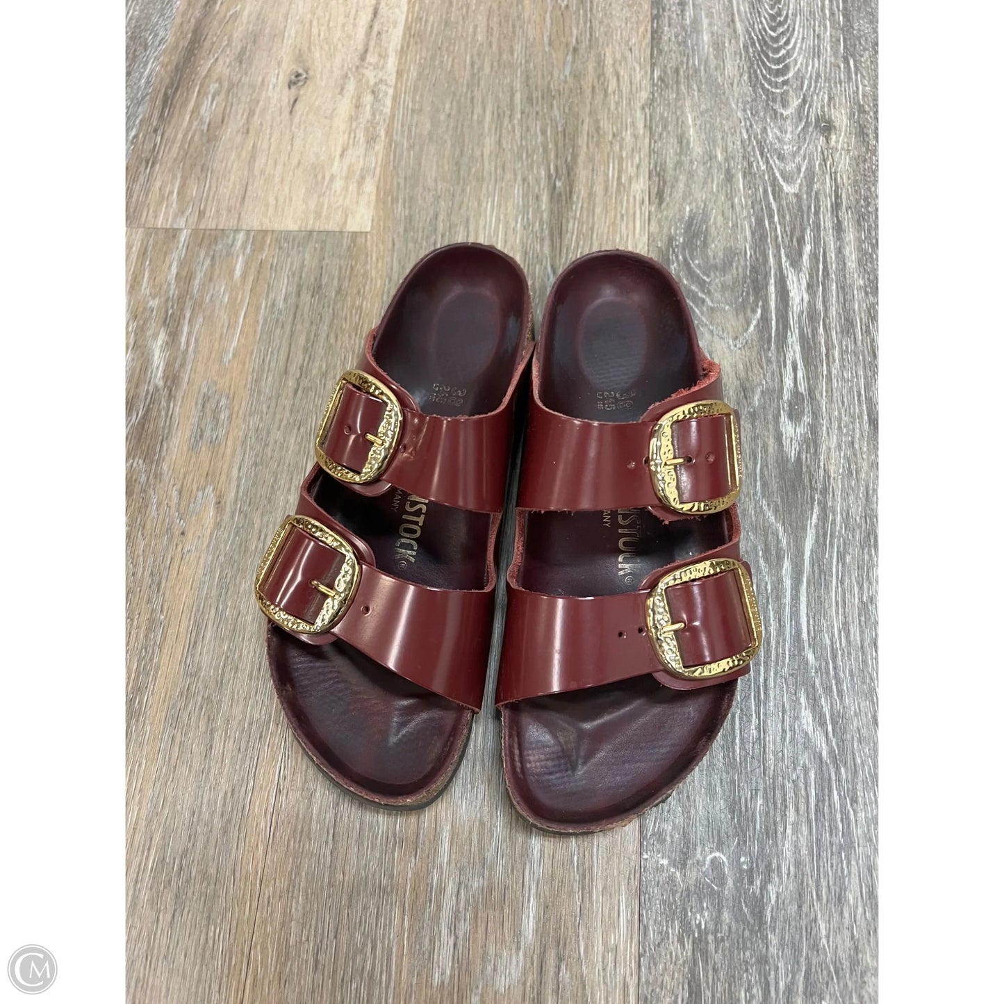 Sandals Flats By Birkenstock In Maroon, Size: 7