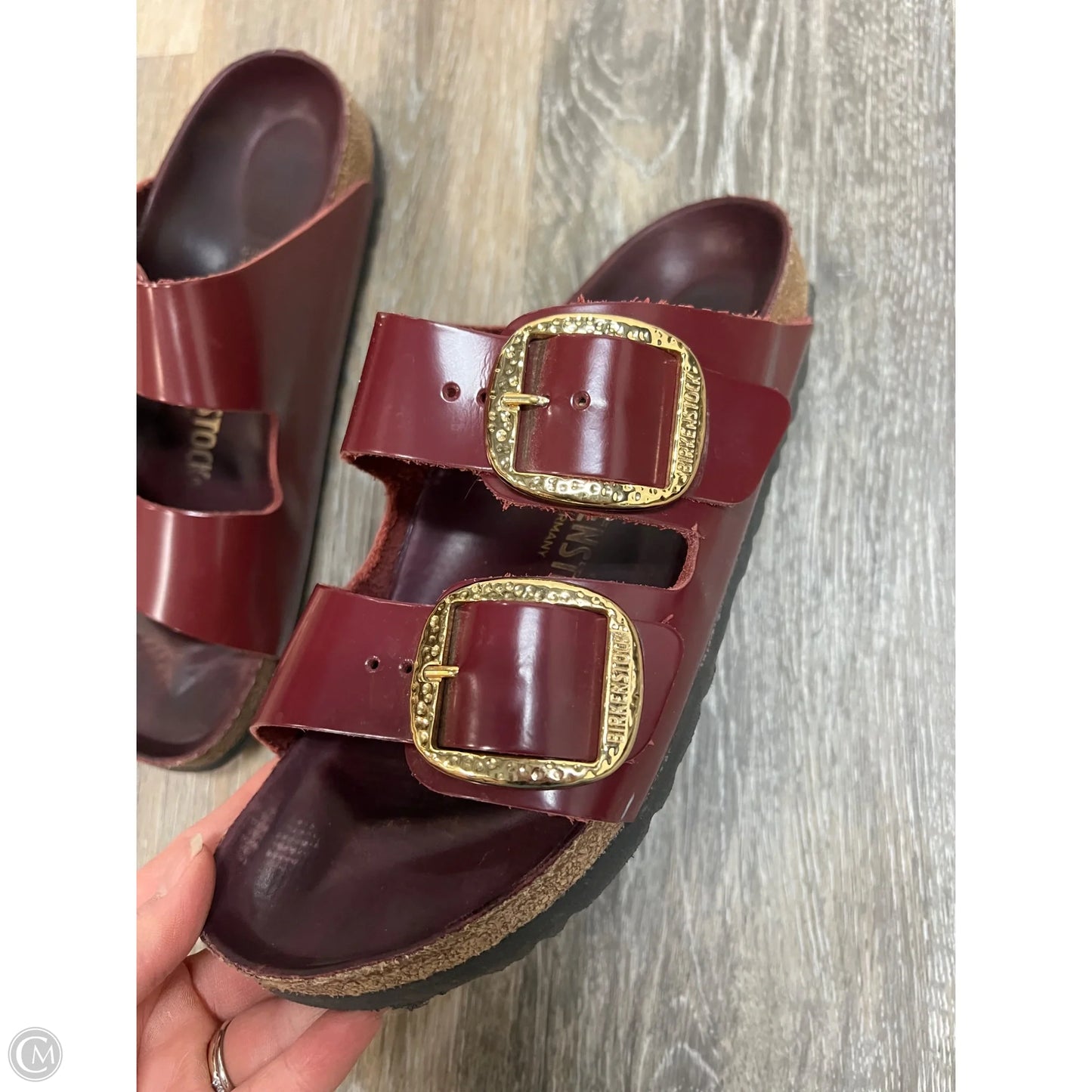 Sandals Flats By Birkenstock In Maroon, Size: 7