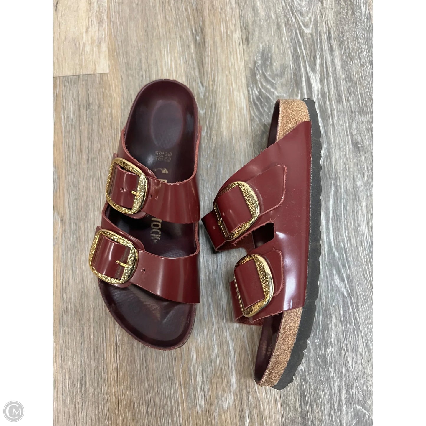 Sandals Flats By Birkenstock In Maroon, Size: 7