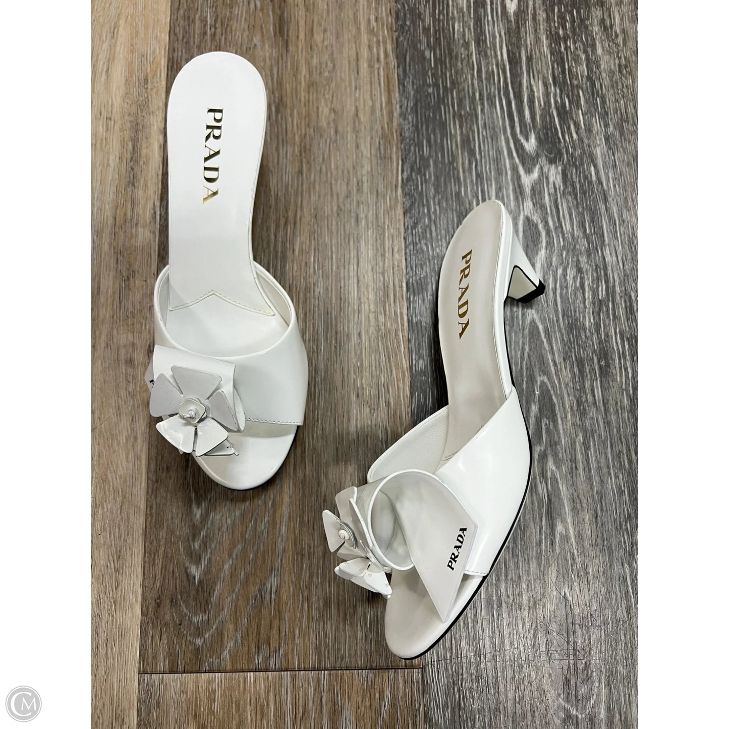 Sandals Luxury Designer By Prada In White, Size: 8