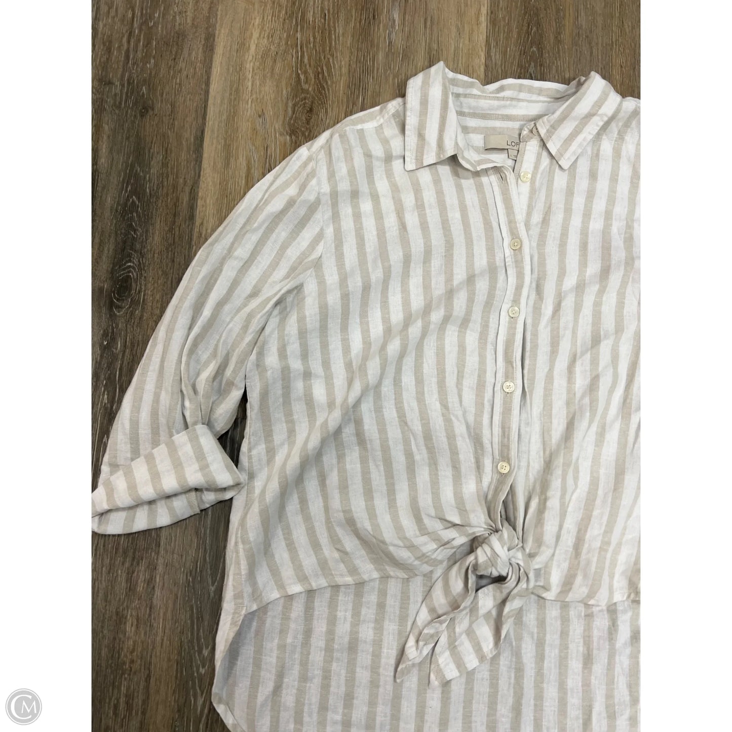 Blouse Long Sleeve By Loft In Striped Pattern, Size: L