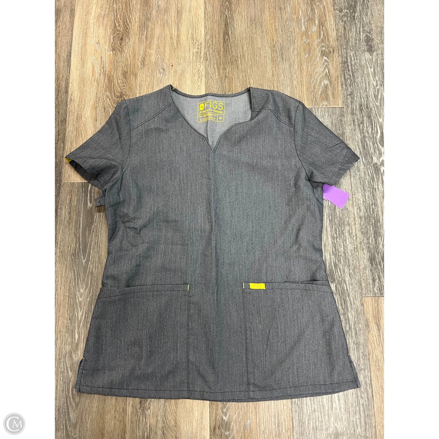 Scrub Top Short Sleeve By Figs In Grey, Size: Xs