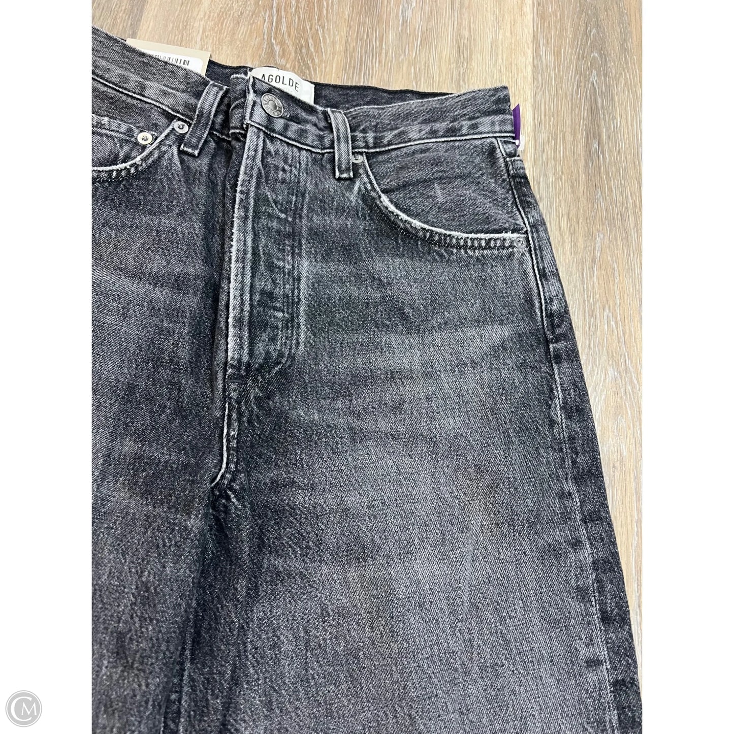 Jeans Wide Leg By Agolde In Black Denim, Size: 0/24