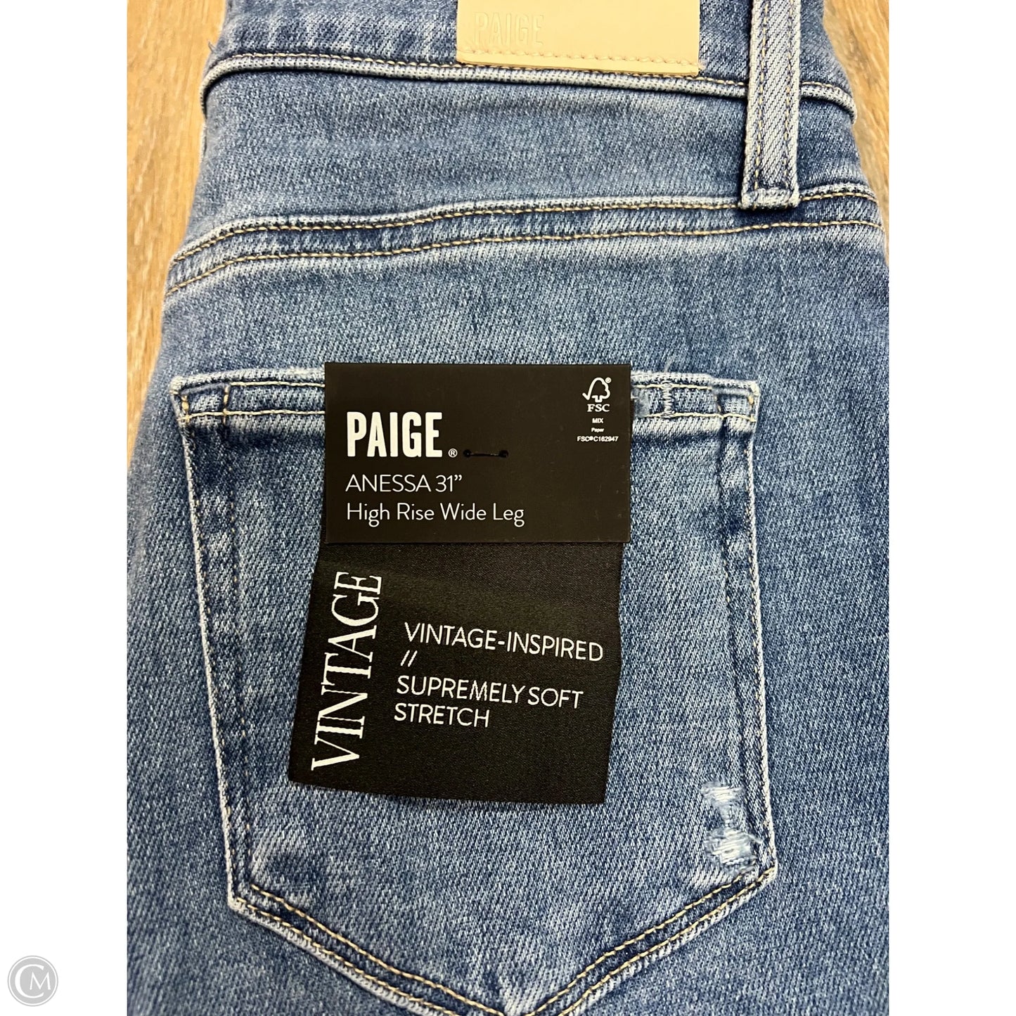 Jeans Wide Leg By Paige In Blue Denim, Size: 4/27