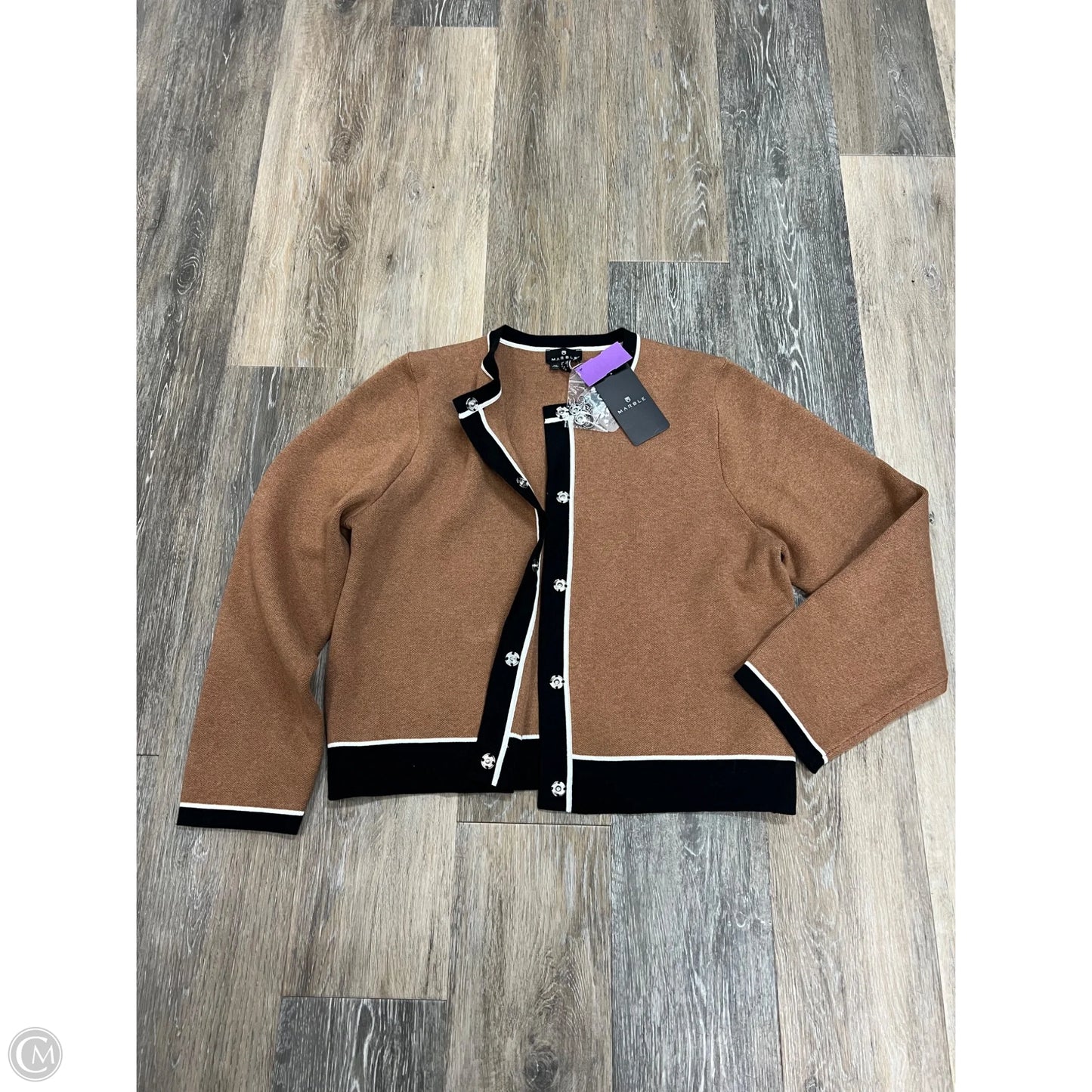 Sweater Cardigan By Marble In Tan, Size: S