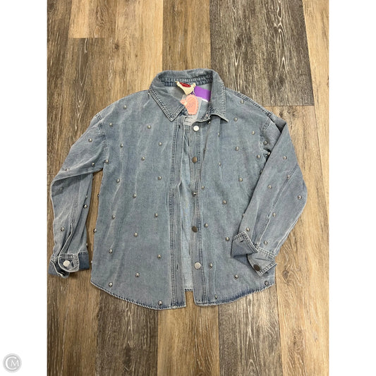Blouse Long Sleeve By Lov Lov  In Blue Denim, Size: S