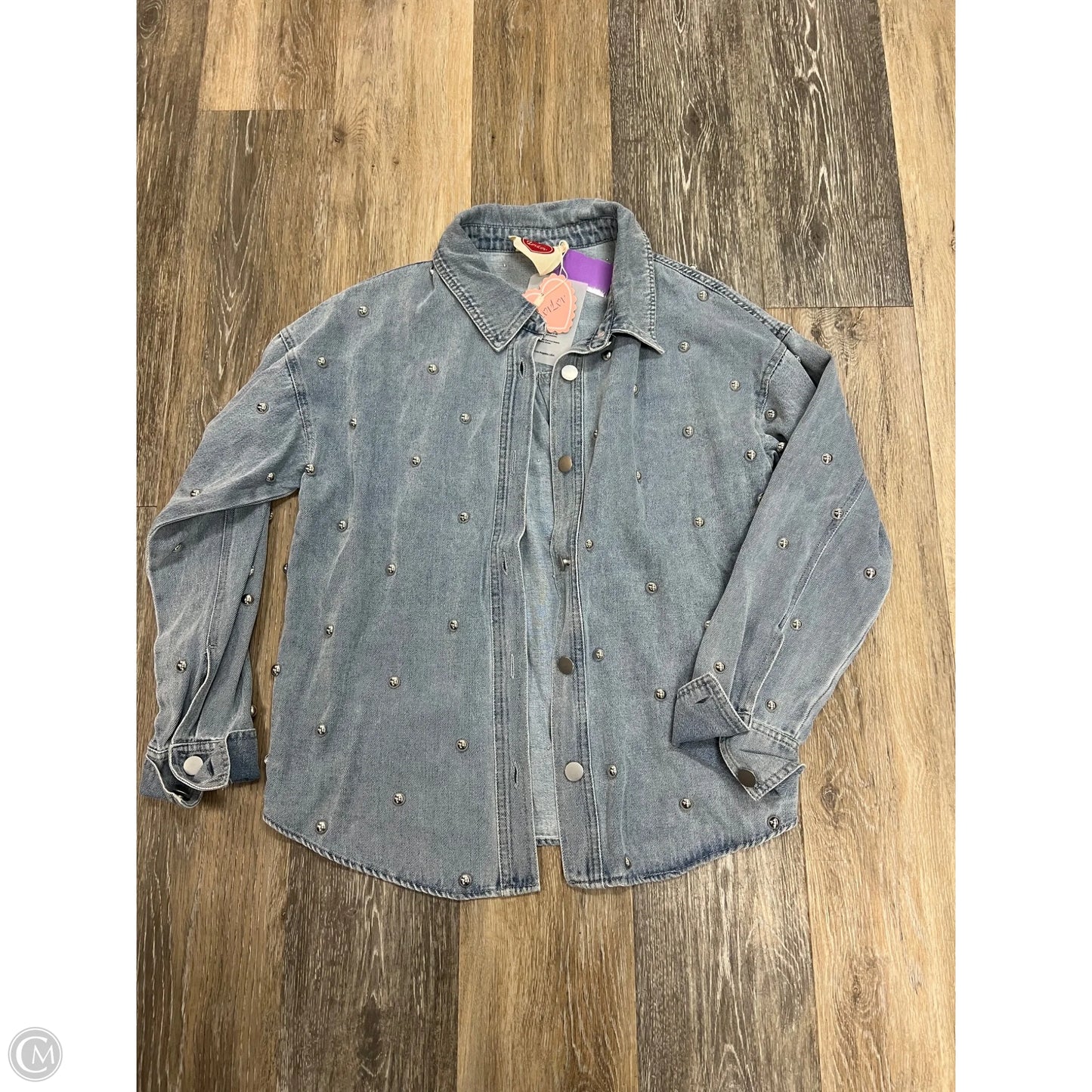 Blouse Long Sleeve By Lov Lov  In Blue Denim, Size: M