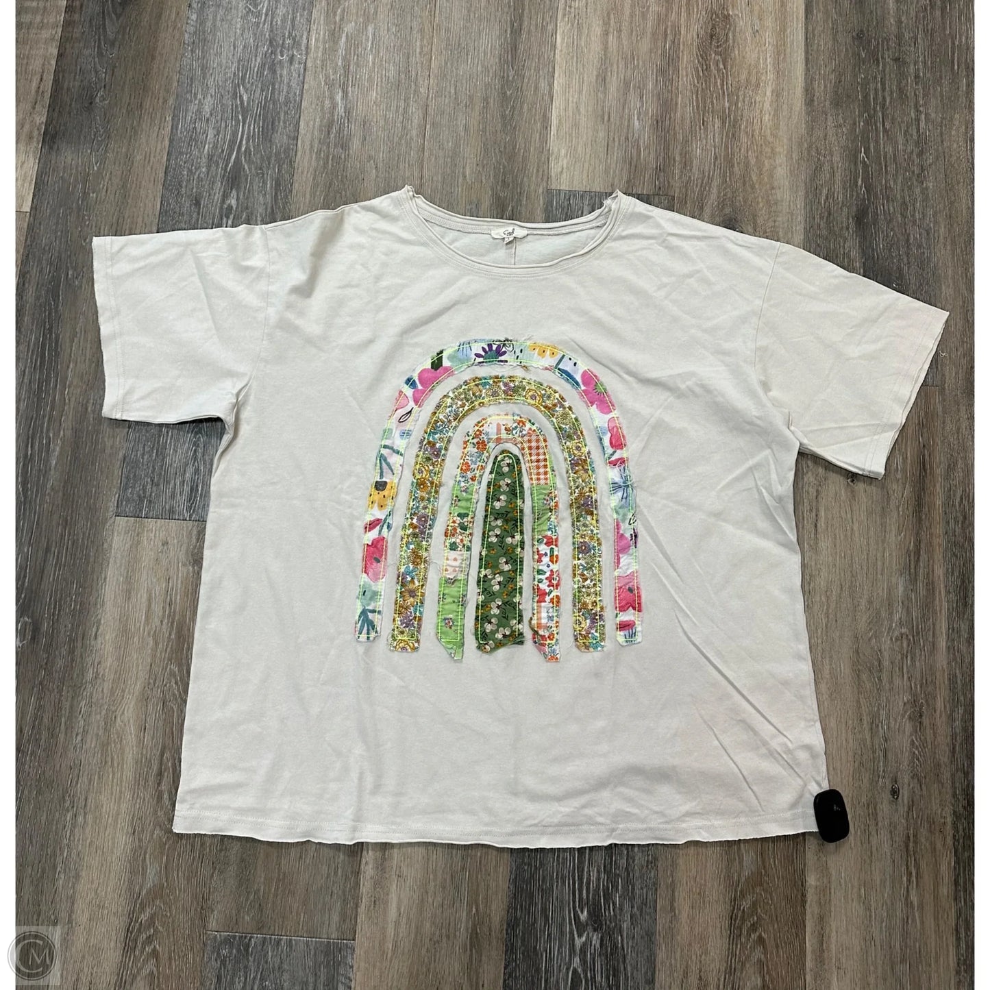 Top Short Sleeve By Easel In Cream, Size: L