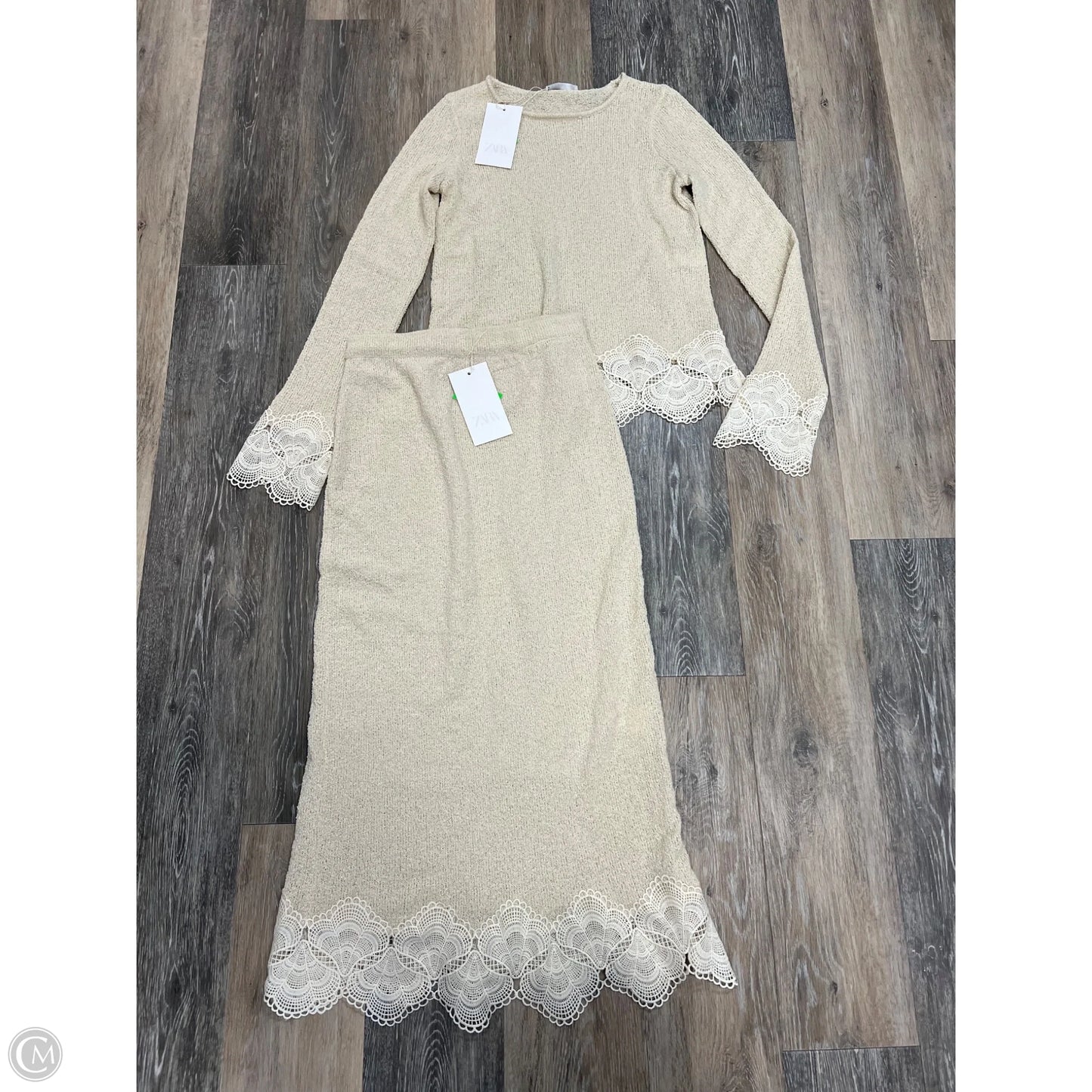 Skirt Set 2pc By Zara In Cream, Size: S