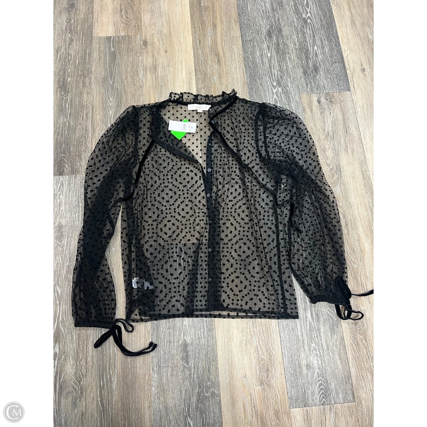 Blouse Long Sleeve By Loft In Black, Size: Xs