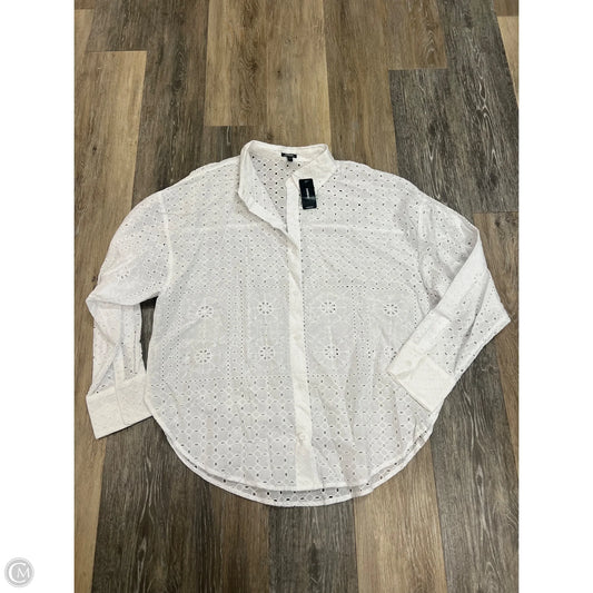 -Blouse Long Sleeve By Express In White, Size: L