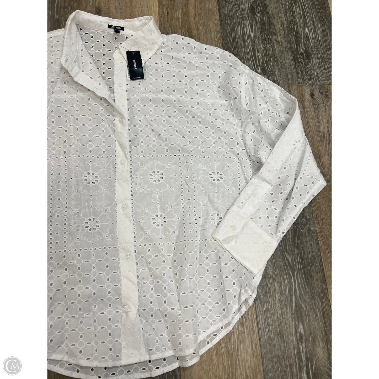 -Blouse Long Sleeve By Express In White, Size: L