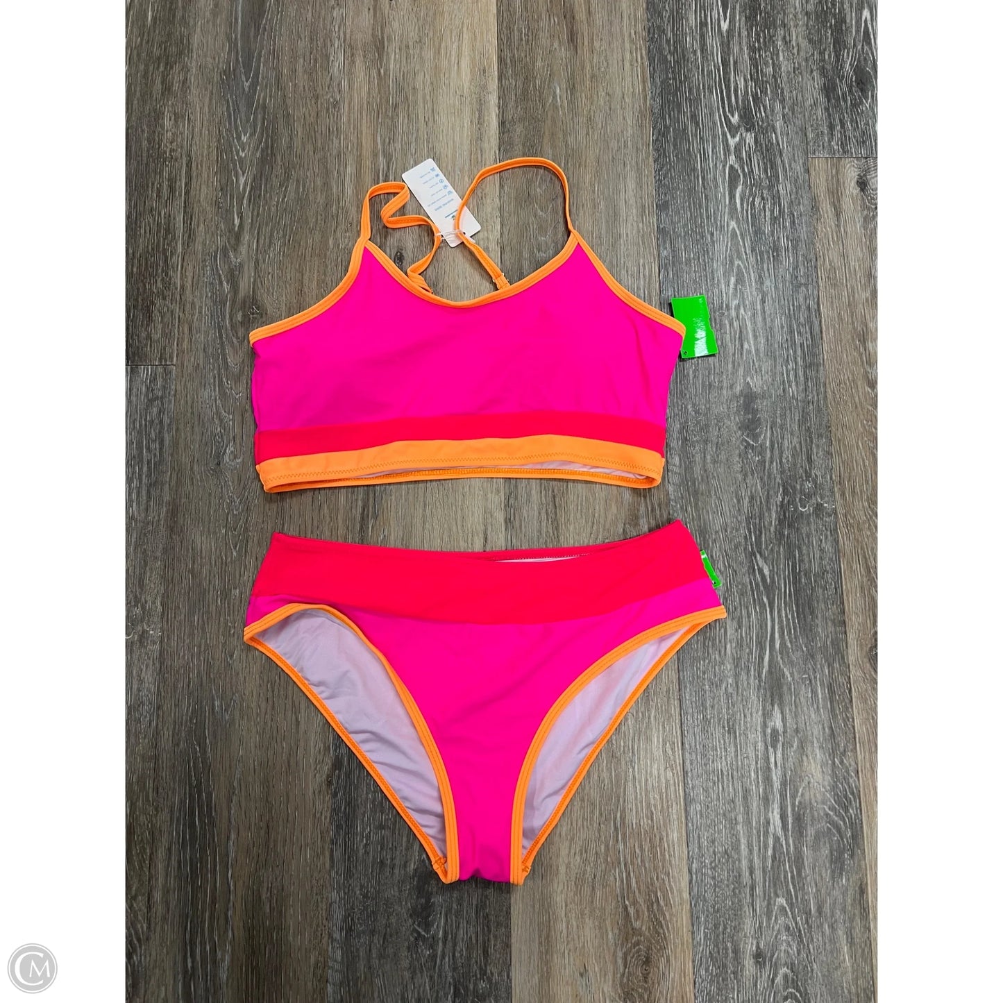 Swimsuit 2pc By Beachsissi In Orange & Pink, Size: L