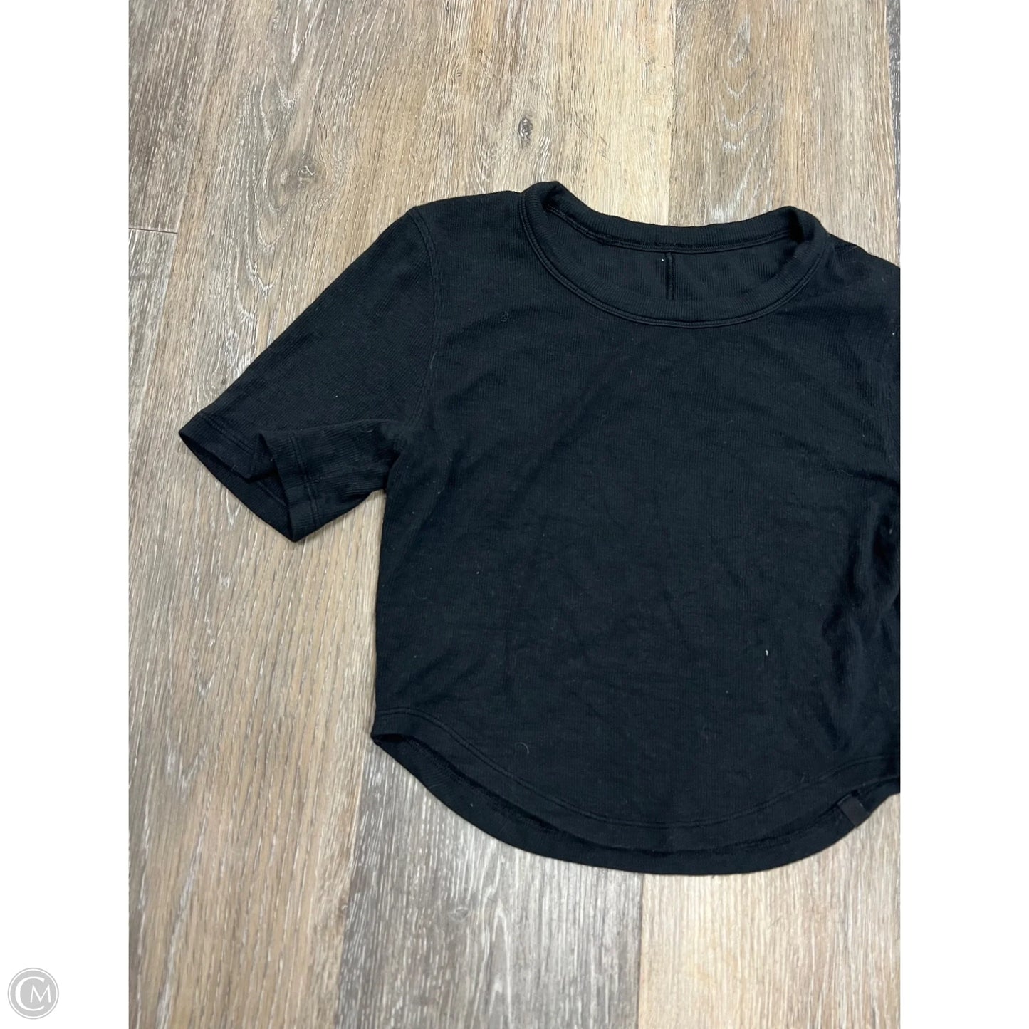 Athletic Top Short Sleeve By Lululemon In Black, Size: 4
