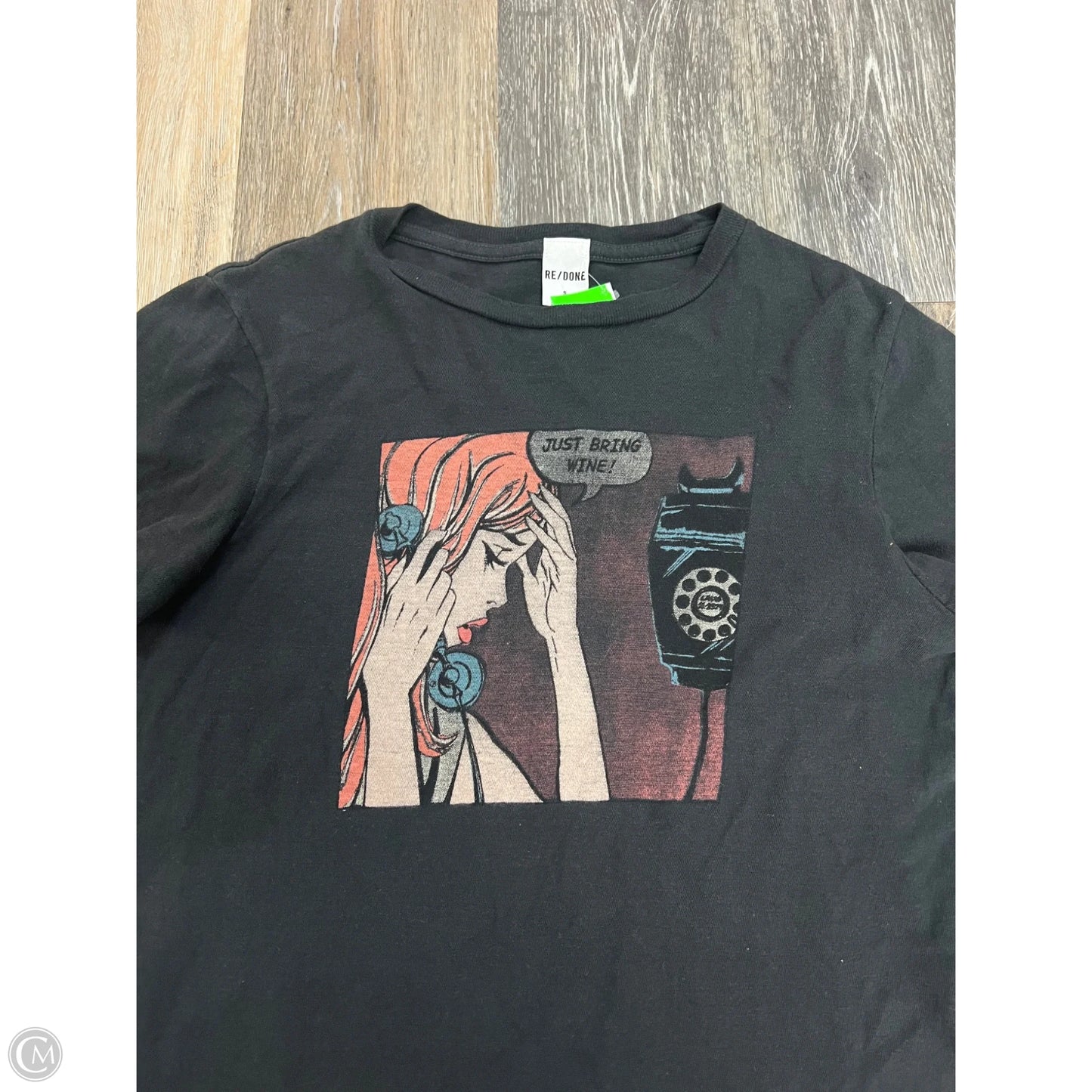 Top Short Sleeve By Re/Done In Grey, Size: S