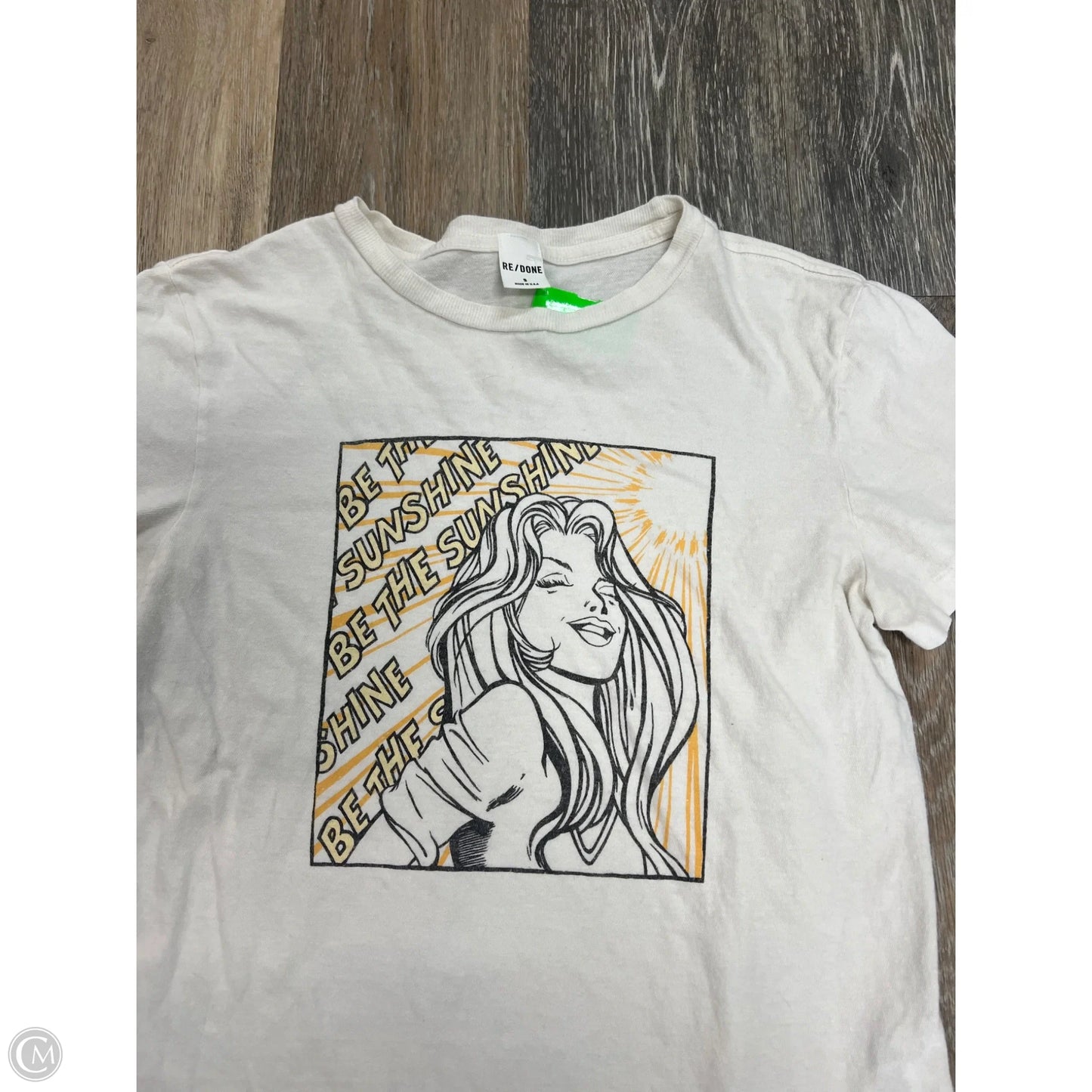 Top Short Sleeve By Re/Done In Cream, Size: S