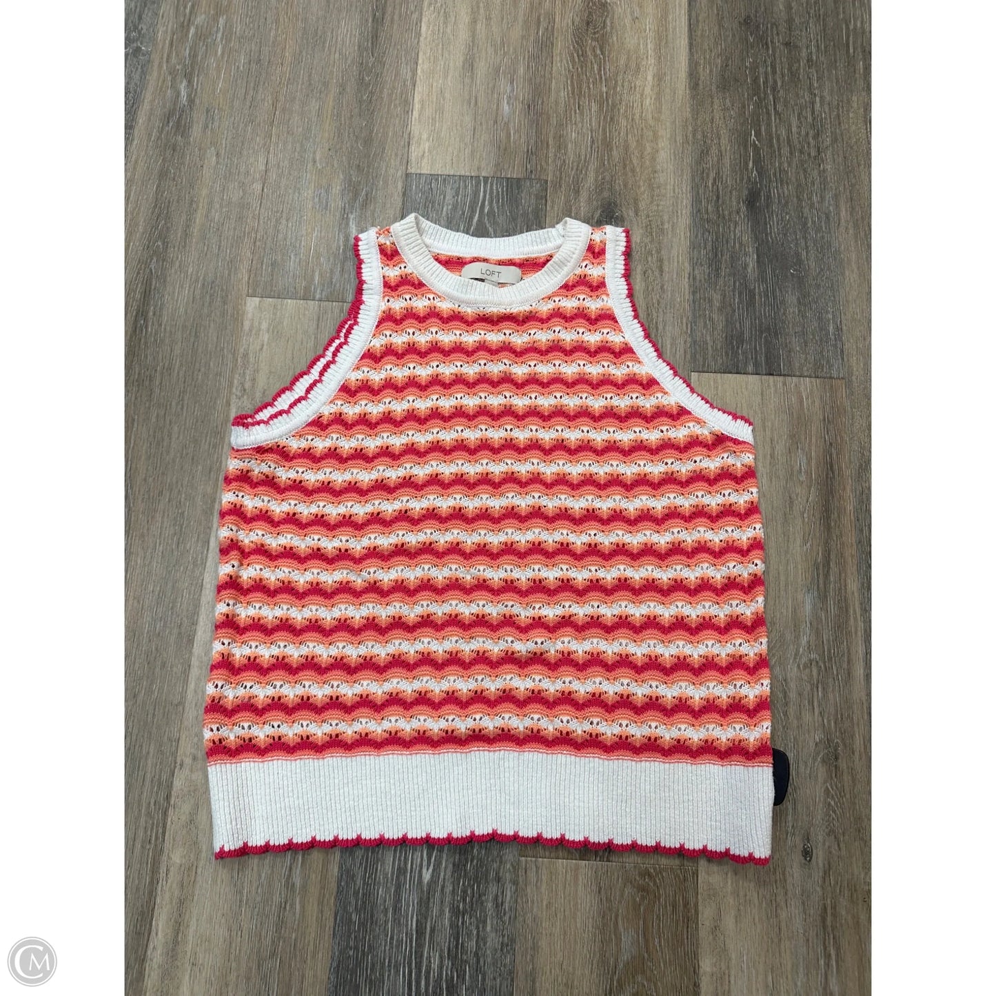 Top Sleeveless By Loft In Orange & Pink, Size: Xl