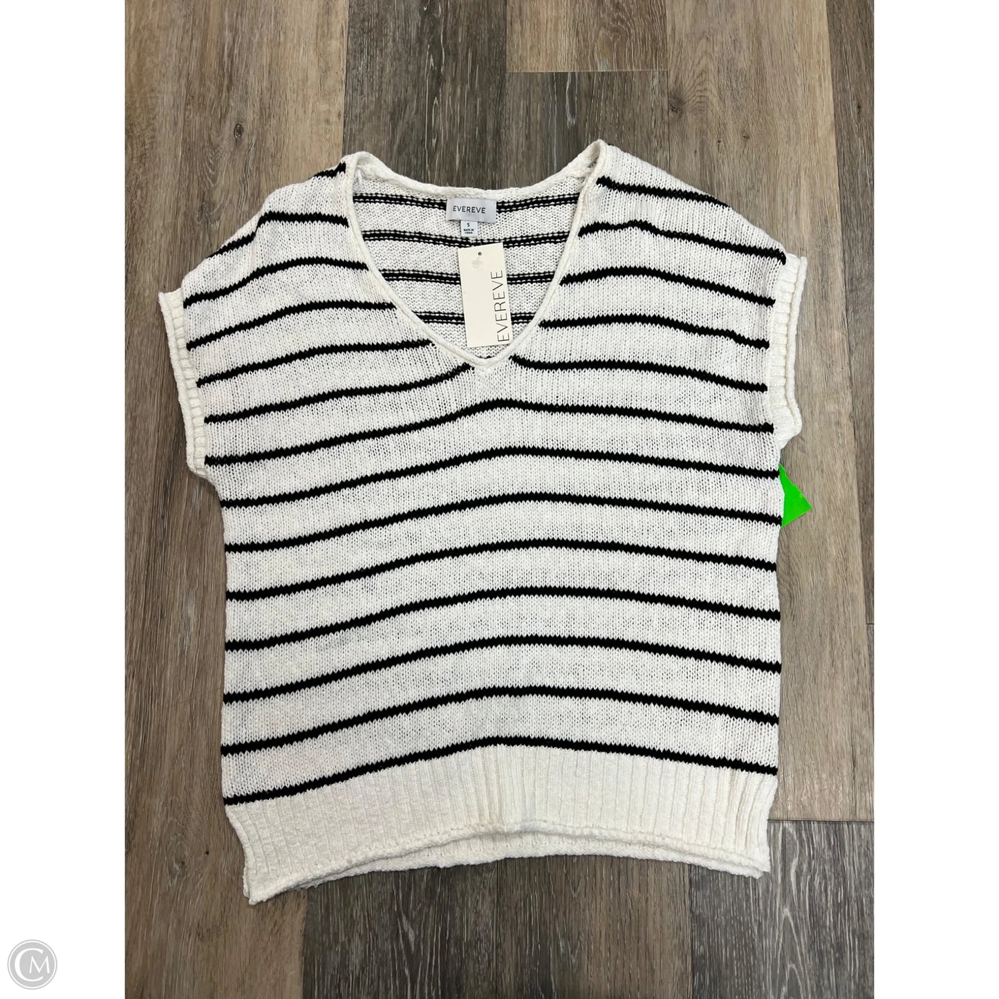 Sweater Short Sleeve By Evereve In Striped Pattern, Size: S