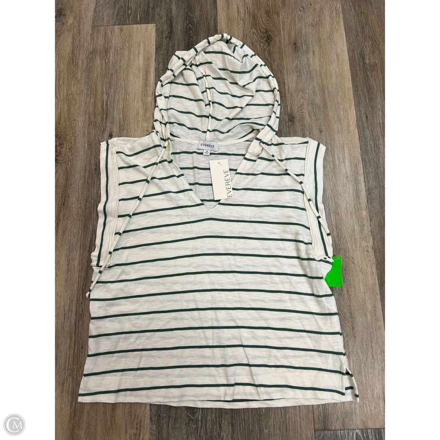 Top Short Sleeve By Evereve In Striped Pattern, Size: M