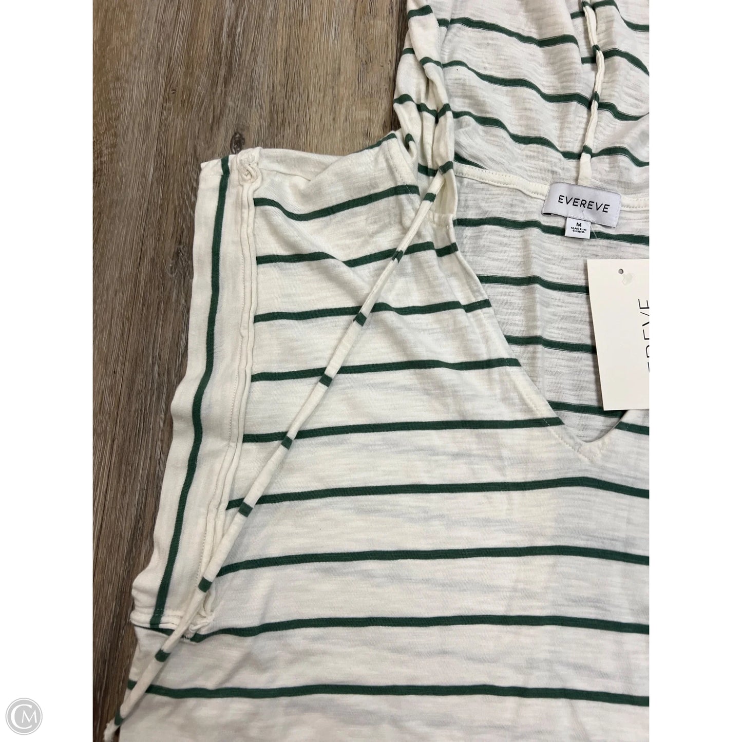 Top Short Sleeve By Evereve In Striped Pattern, Size: M