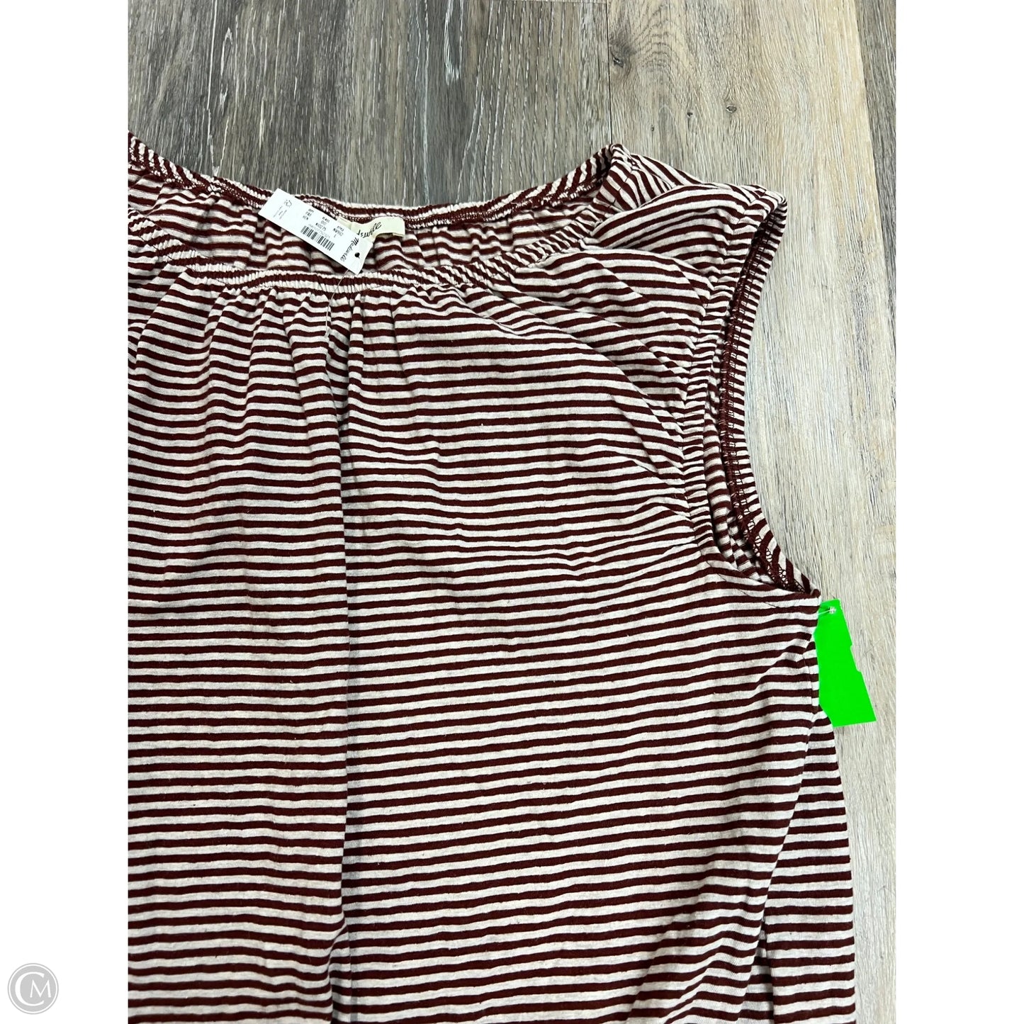 Top Short Sleeve By Madewell In Striped Pattern, Size: L