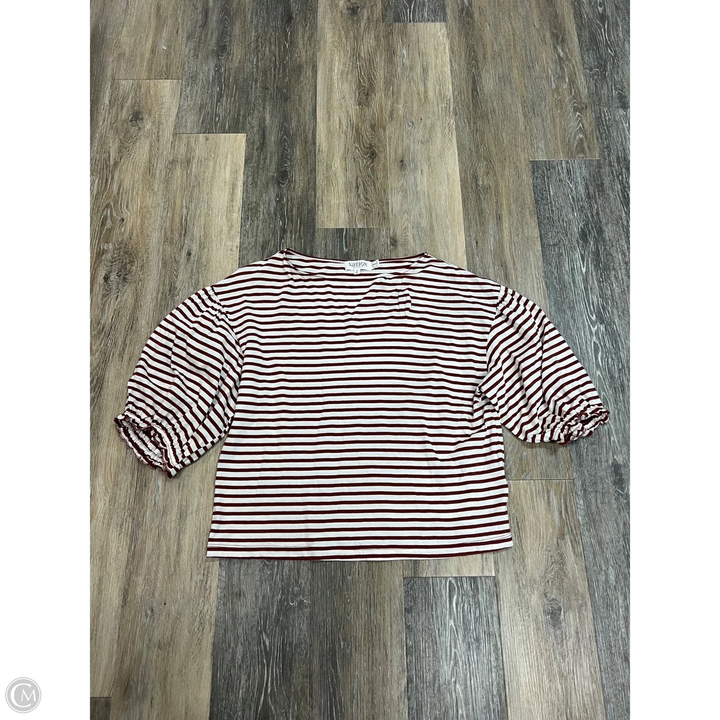 Top Short Sleeve By Nation In Striped Pattern, Size: M