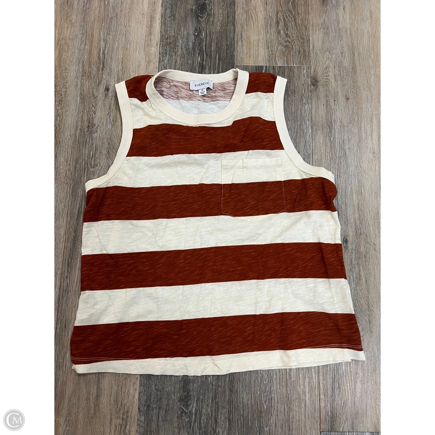 Top Sleeveless By Evereve In Orange & White, Size: M