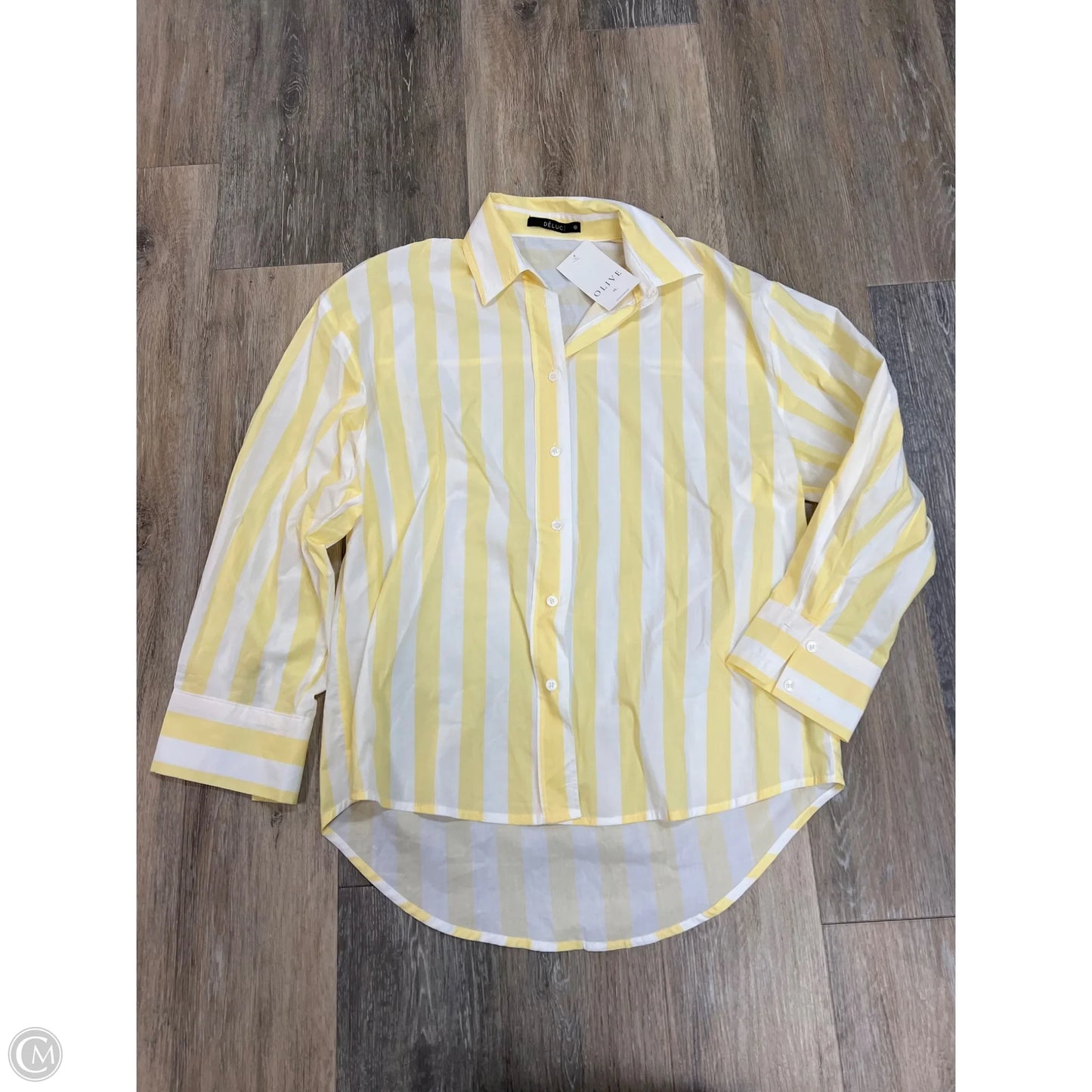 Blouse Long Sleeve By Deluc In Yellow, Size: M
