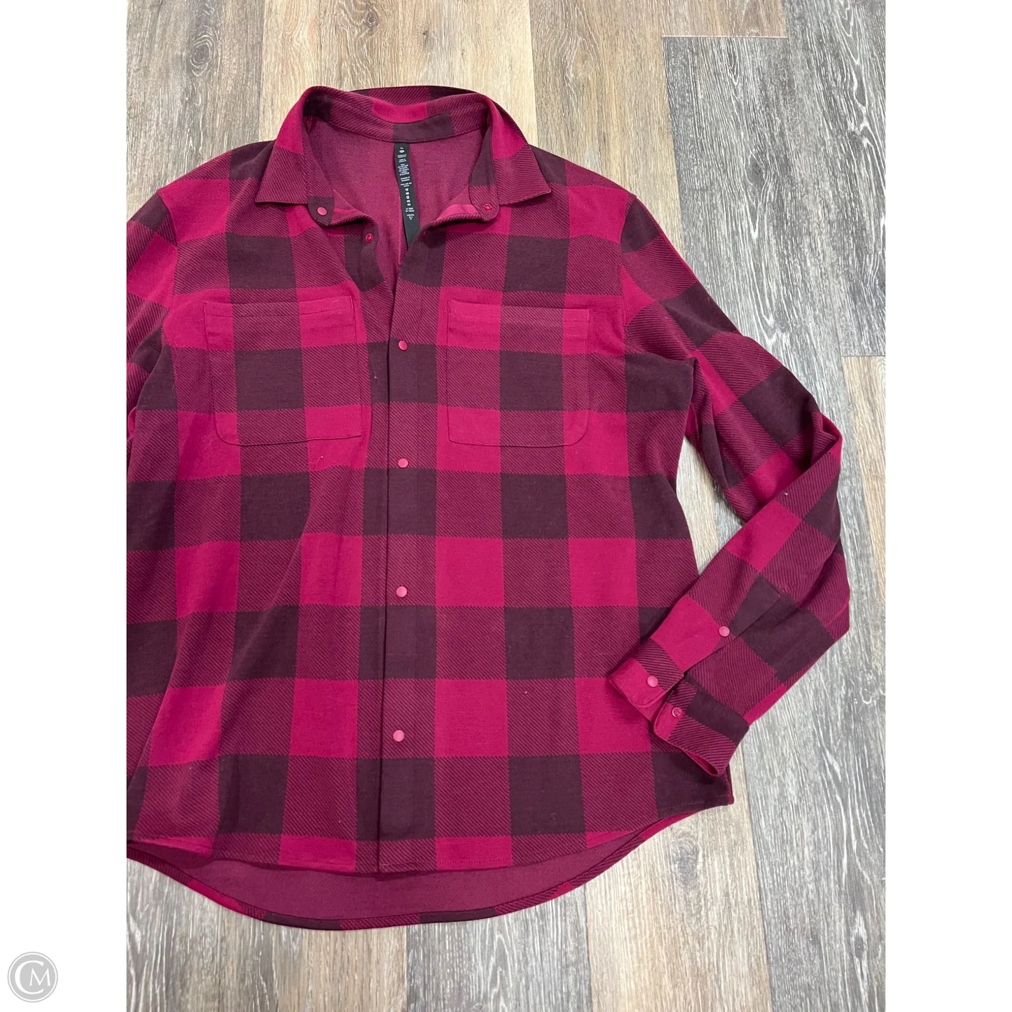 Blouse Long Sleeve By Lululemon In Plaid Pattern, Size: Xl
