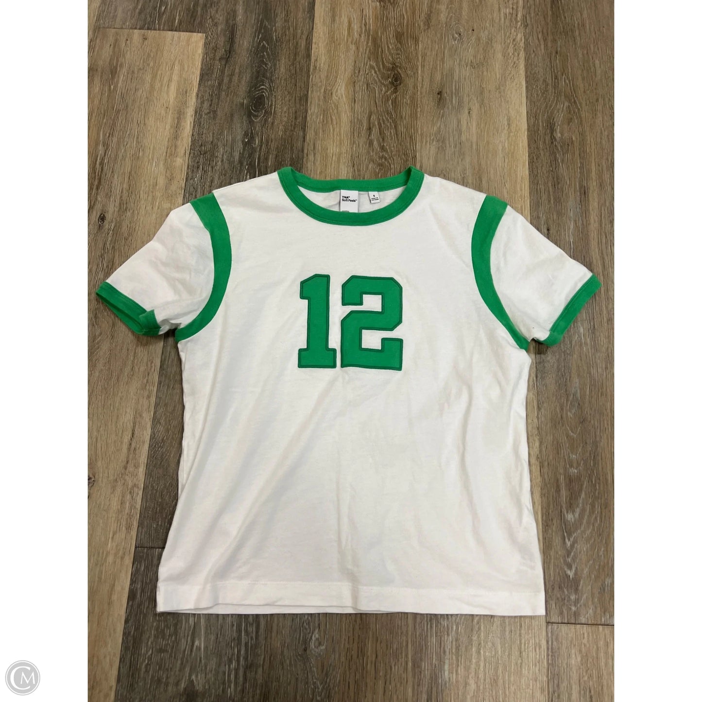 Top Short Sleeve By Tna In Green & White, Size: S