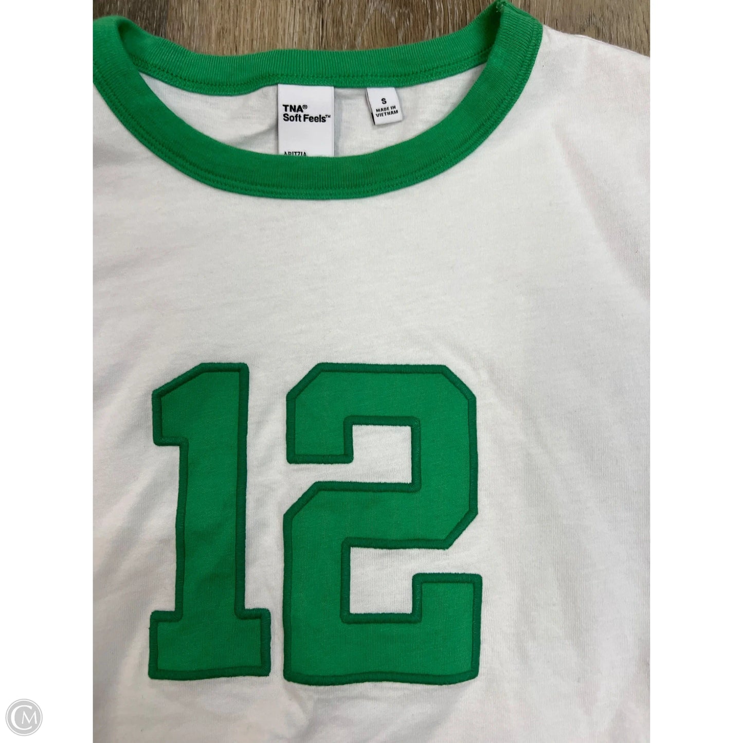 Top Short Sleeve By Tna In Green & White, Size: S