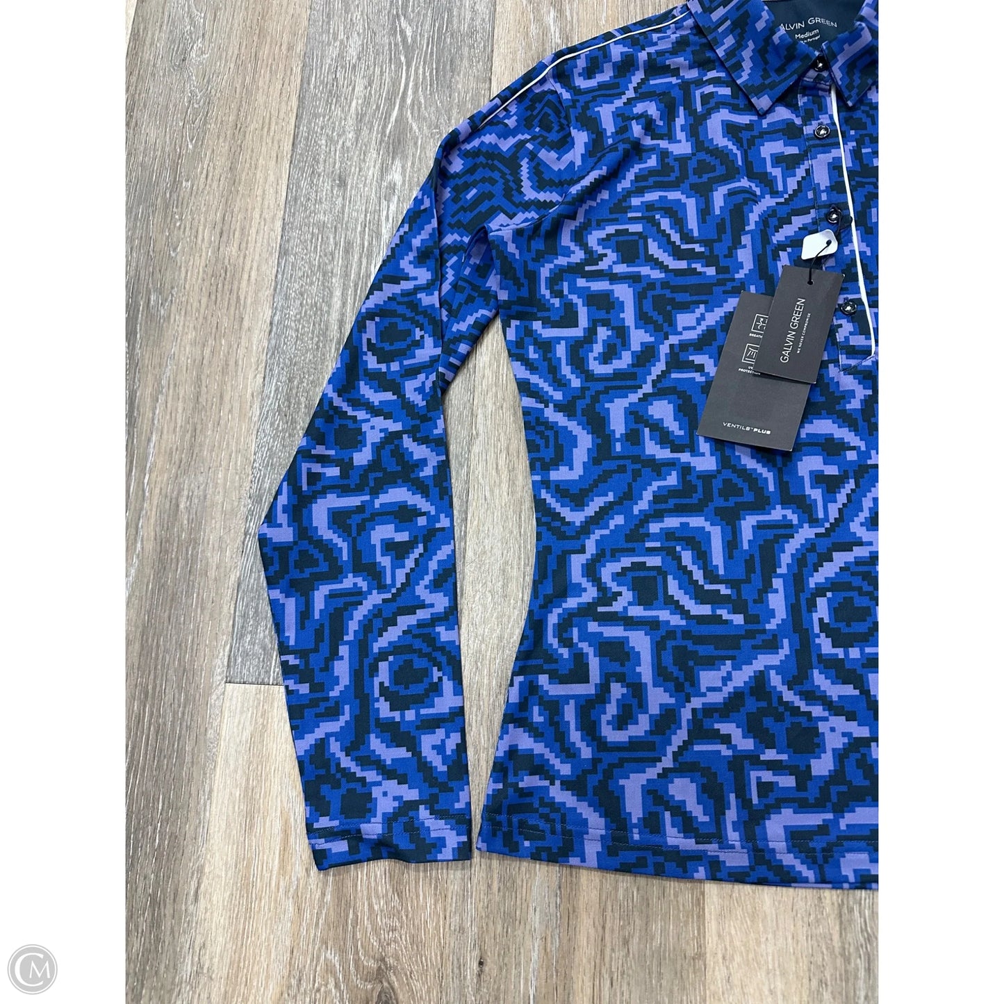 Athletic Top Long Sleeve Collar By Galvin Green In Blue, Size: M