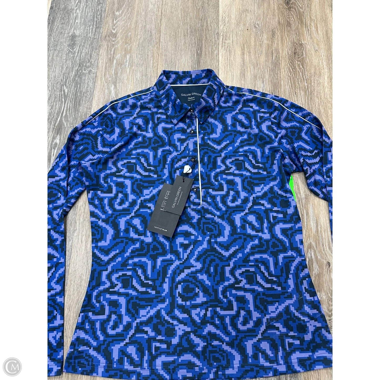 Athletic Top Long Sleeve Collar By Galvin Green In Blue, Size: M